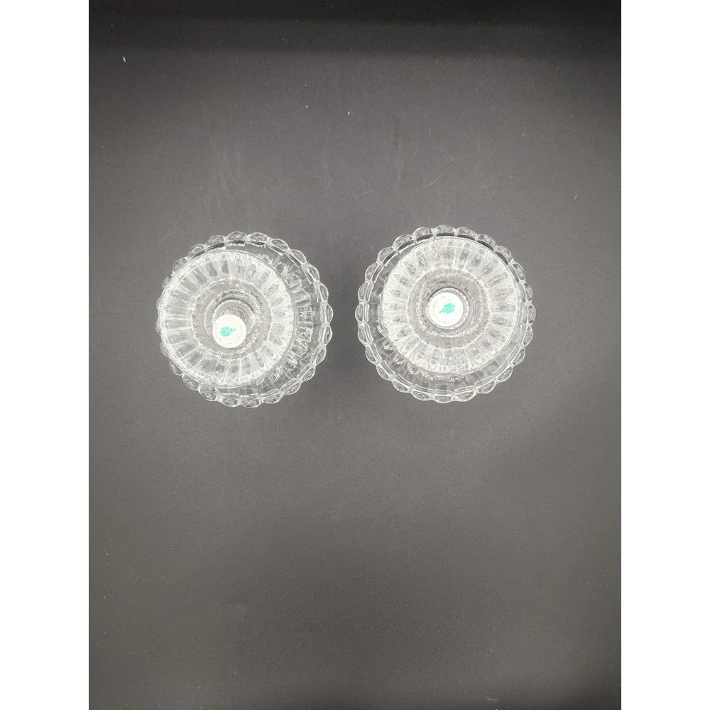 Partylite‎ P9246 Quilted Crystal Glass Votive Candle Holder Pair w/Box - Picture 5 of 6